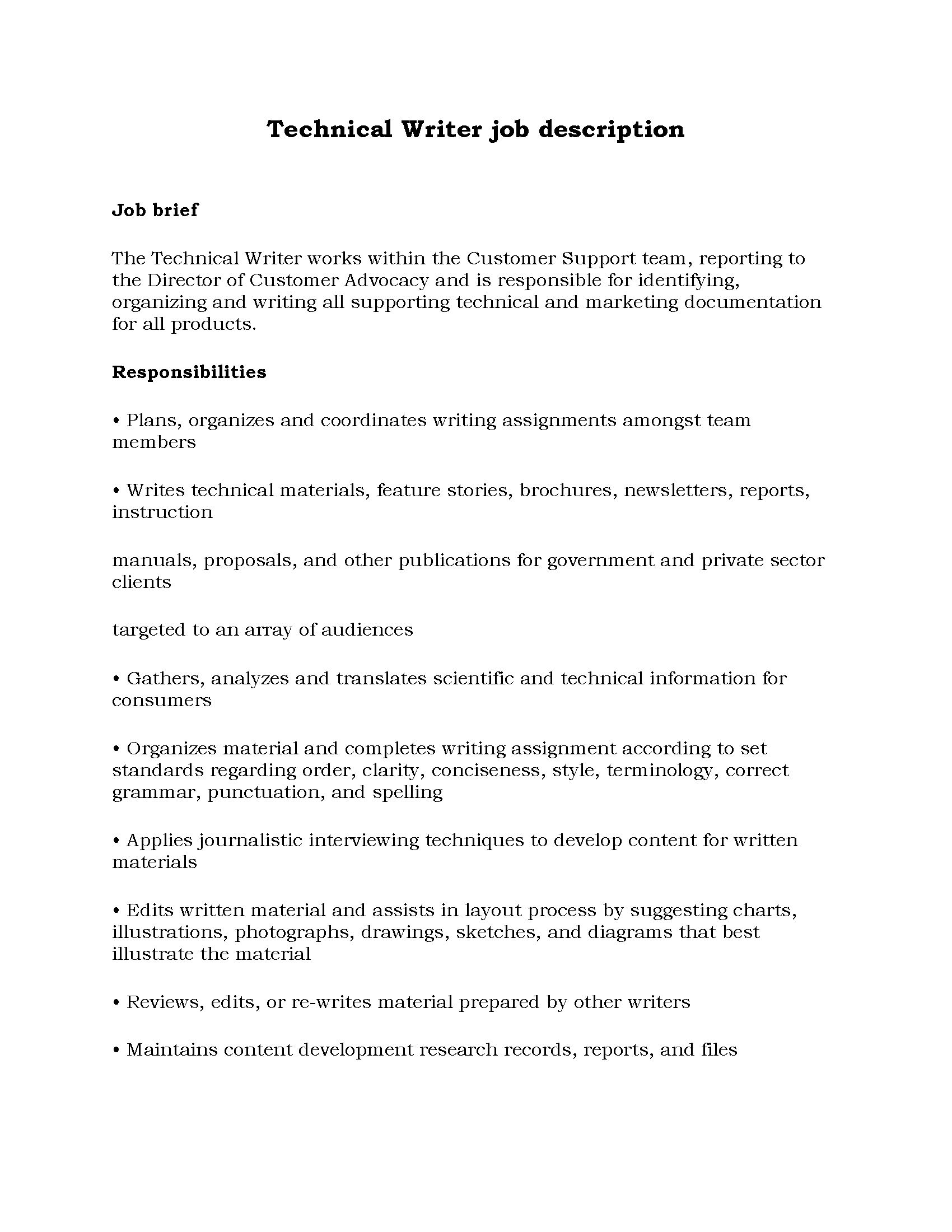 134-Technical Writer job description